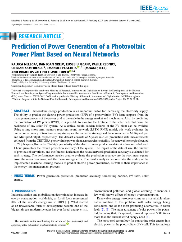 Neural Network Power Prediction for PV Plants | PDF | Photovoltaics ...