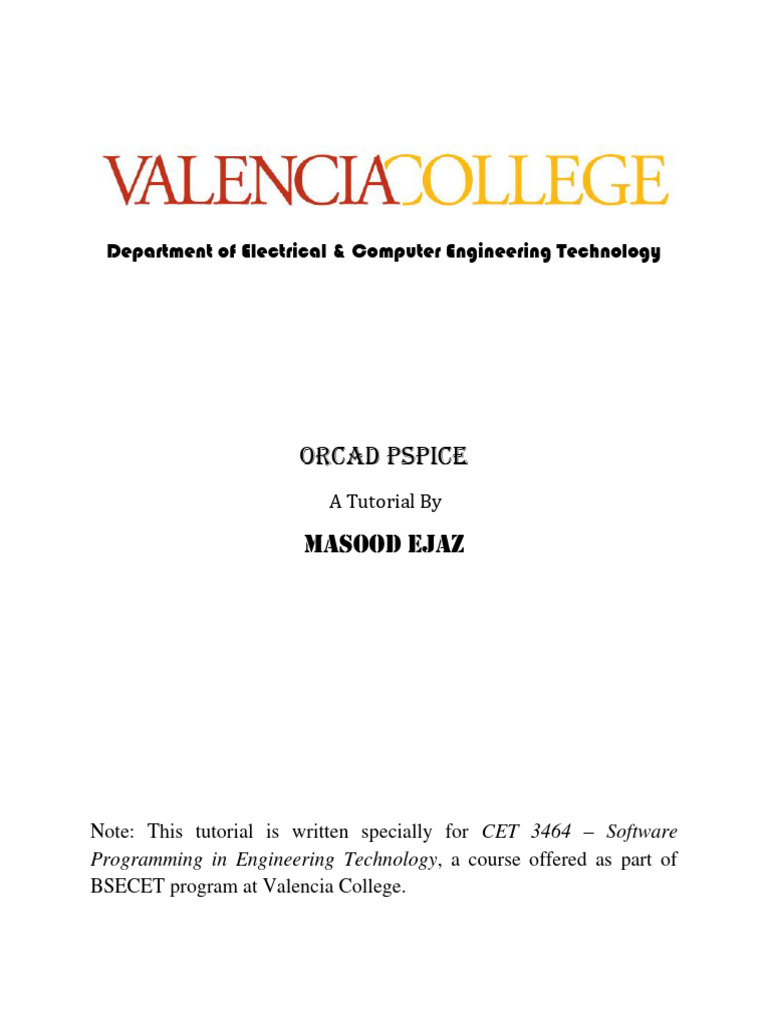 ORCAD PSpice Tutorial for CET 3464 | PDF | Diode | Electrical Network
