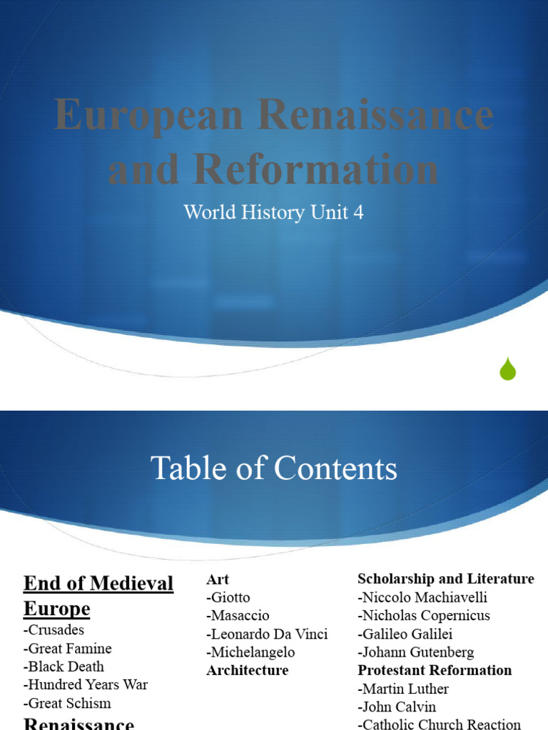 Renaissance and Reformation Overview | PDF | Renaissance | Martin Luther