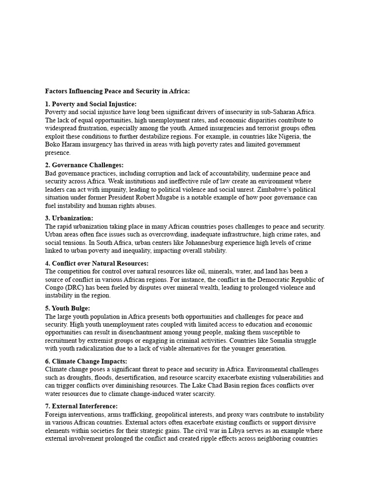 Peace and Security Challenges in Africa | PDF | United Nations Security ...
