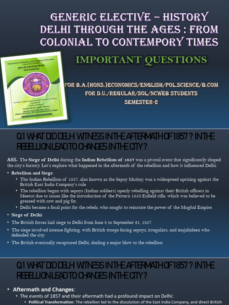 Generic Elective - History Important Questions | PDF | Partition Of ...