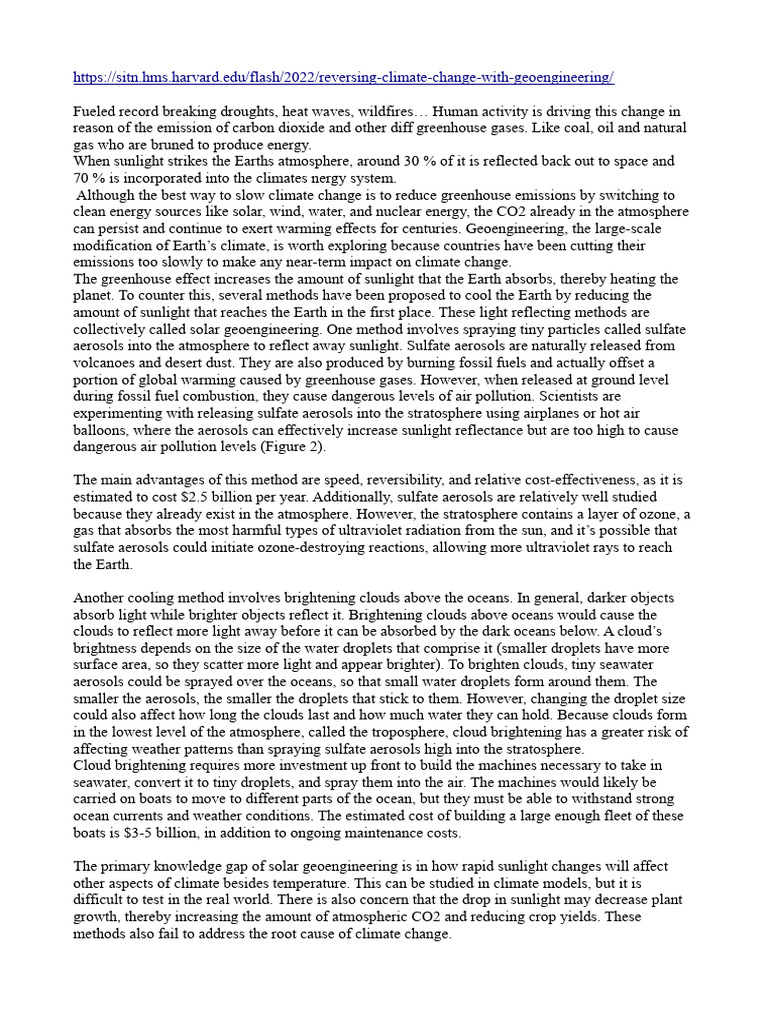 Note About Climate Change | PDF | Climate Change | Climate Engineering