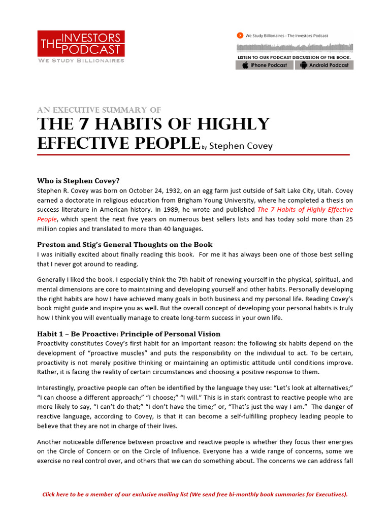 7 Habits of Highly Effective People Summary PDF Empathy Mind