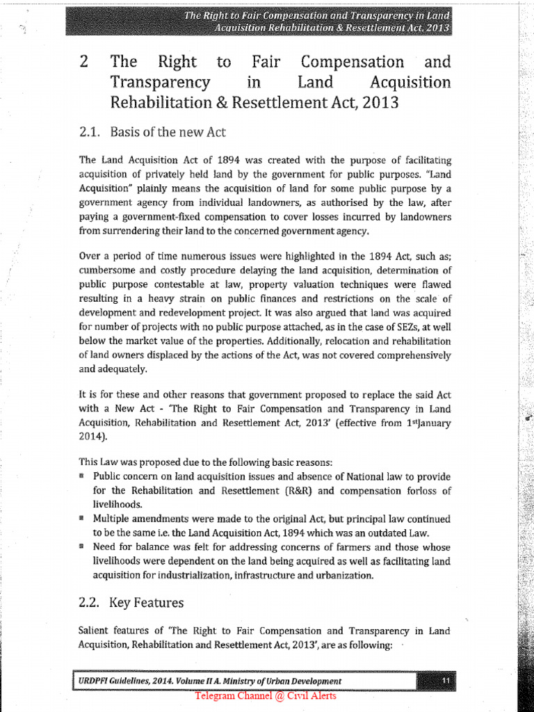 Land Acquisition Act 2013 Overview | PDF