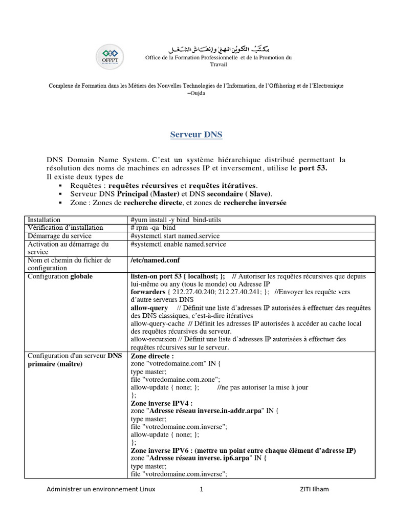 Configuration et Administration DNS sous Linux | PDF | Système de noms ...
