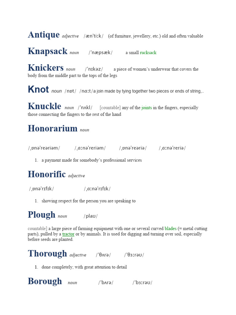 Antique adjective PDF Noun Verb