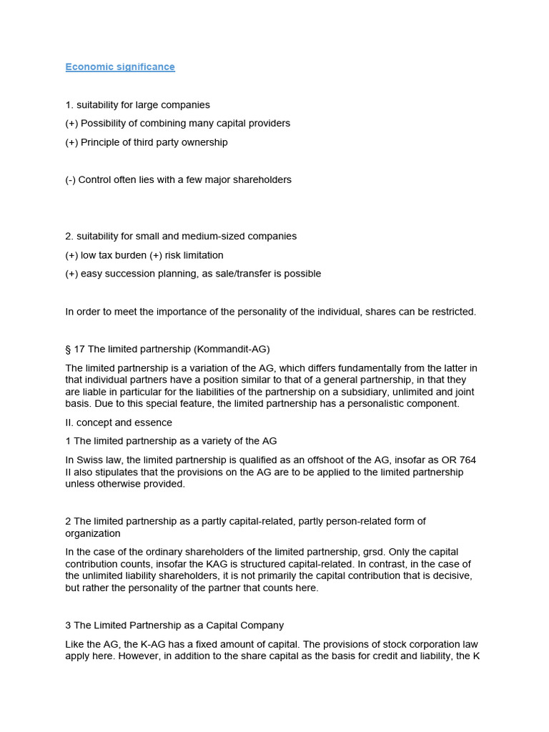 Economic Significance 1 Rights of The Shareholder | PDF | Limited ...