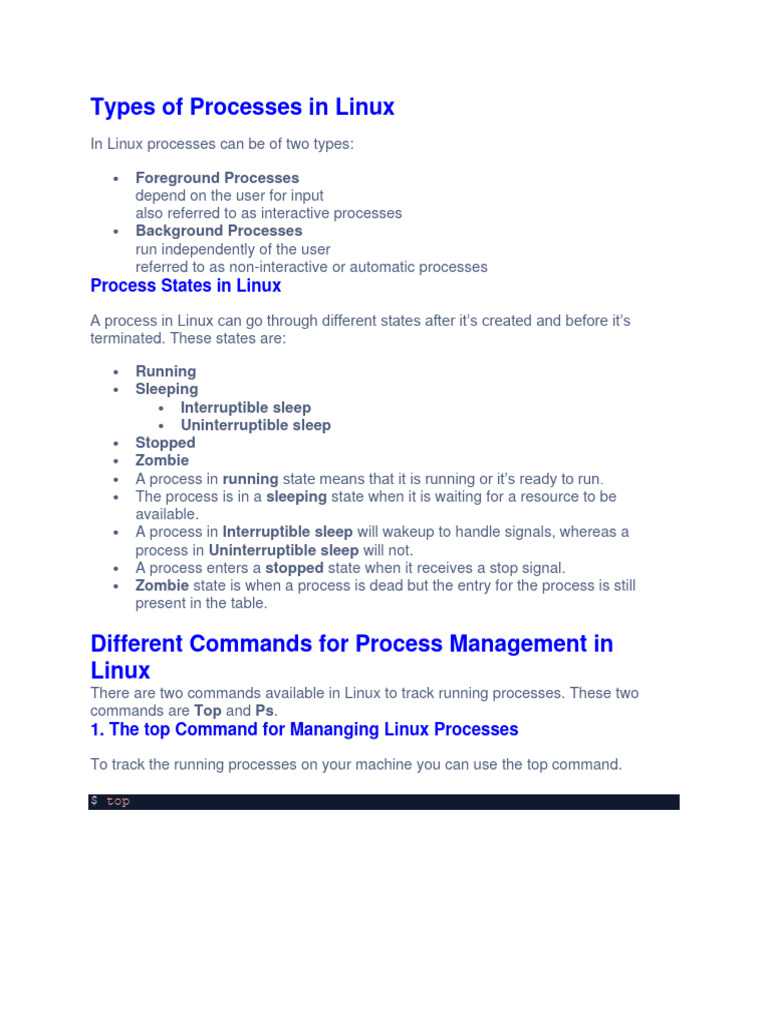 Types of Processes in Linux | Download Free PDF | Process (Computing ...