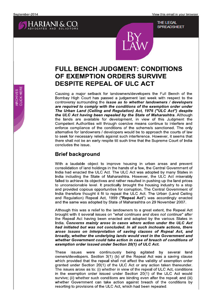 Full Bench Judgment Conditions of Exemption Orders Survive Despite ...