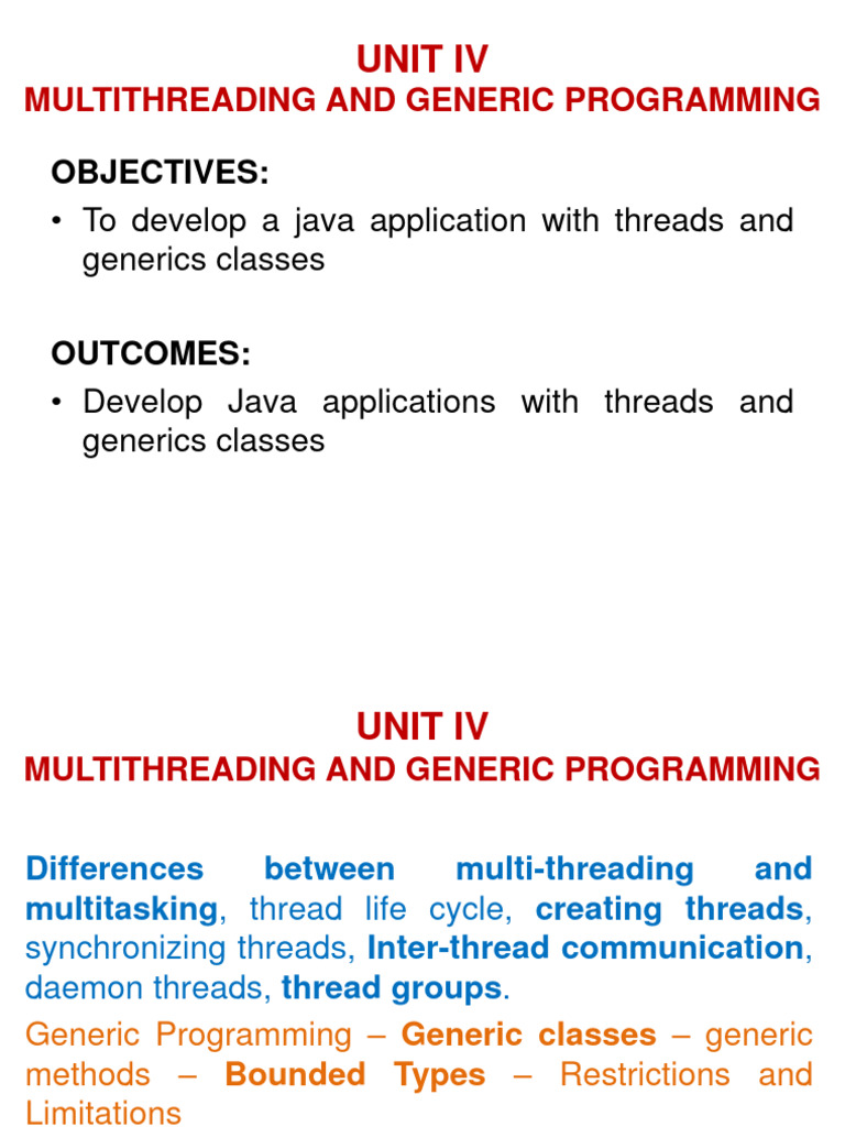 Oops Unit-4 | PDF | Process (Computing) | Thread (Computing)