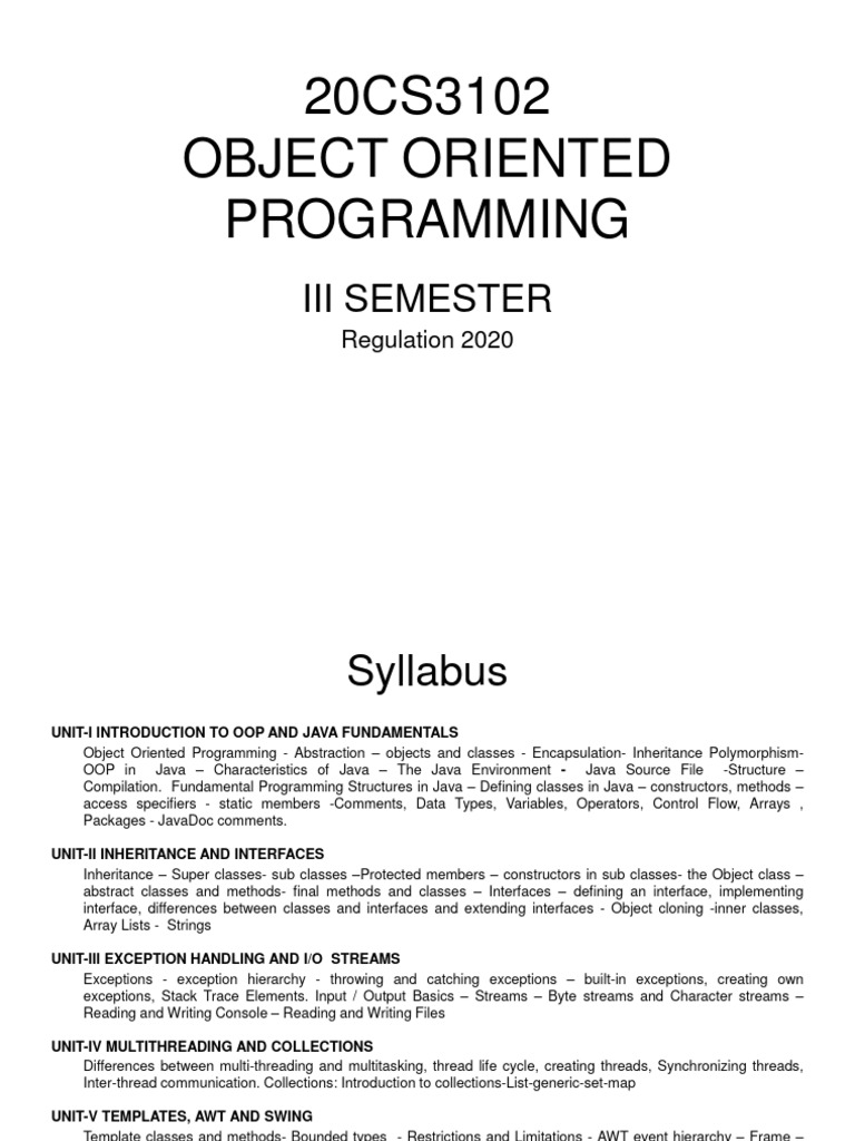 OOP Concepts and Java Programming Guide | PDF | Method (Computer ...