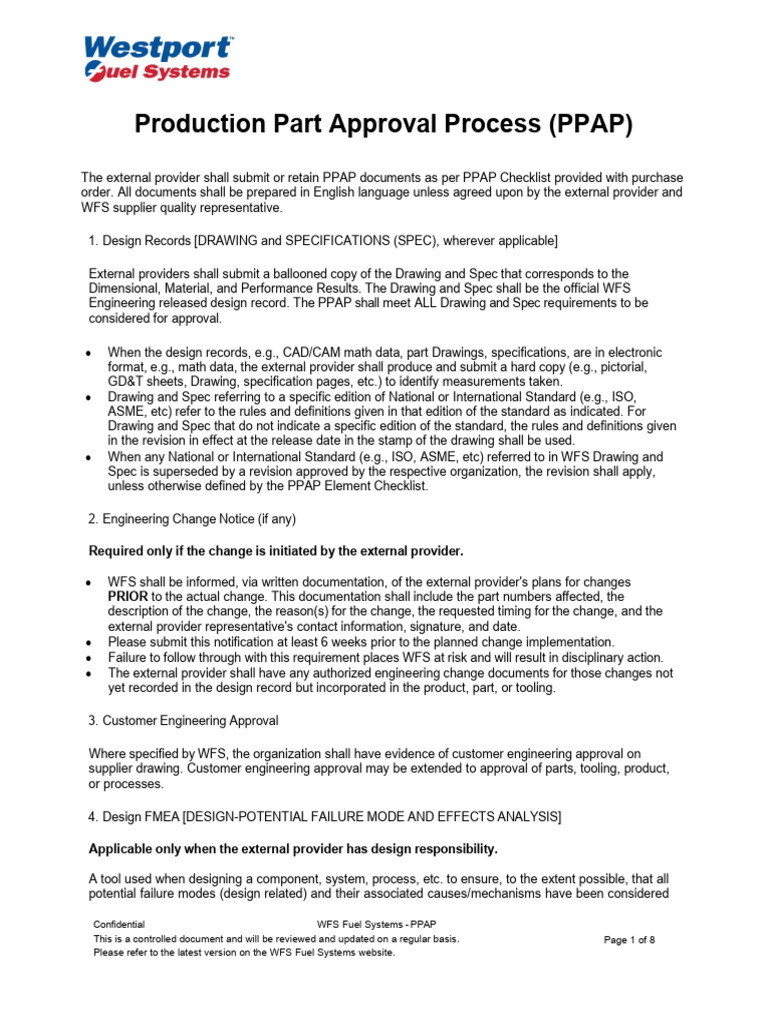 Production Part Approval Process (Ppap) | PDF | Specification ...