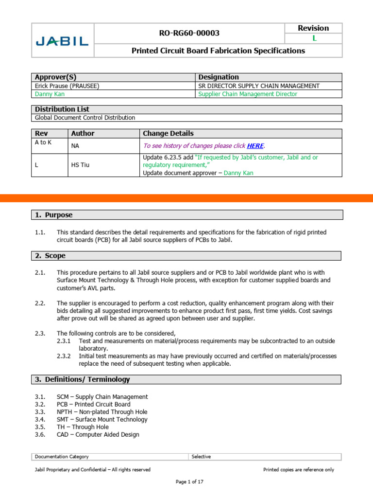Jabil PCB Fabrication Specifications | PDF | Printed Circuit Board ...