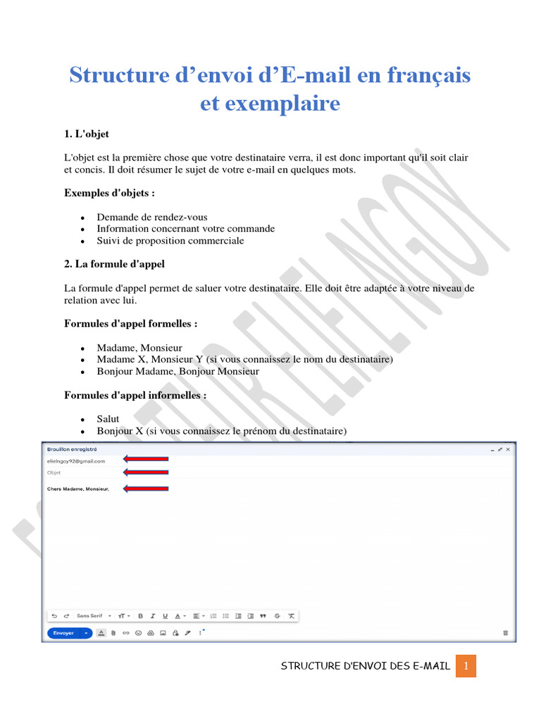 Structure D'envoi D'e-Mail Cours | PDF | Adresse e-mail