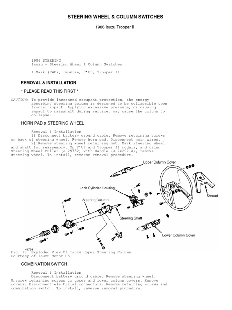 1986 Isuzu Trooper II Steering Components Guide | PDF | Technology ...