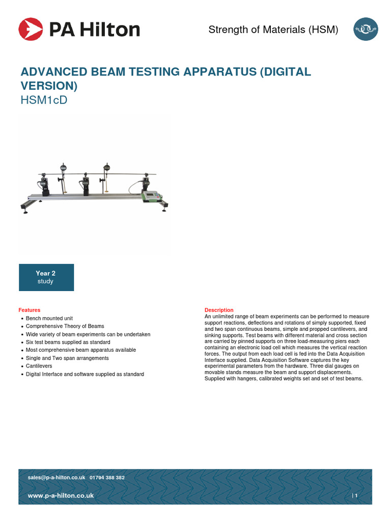 HSM1cD-ADVANCED BEAM TESTING APPARATUS (DIGITAL VERSION) | PDF | Beam ...