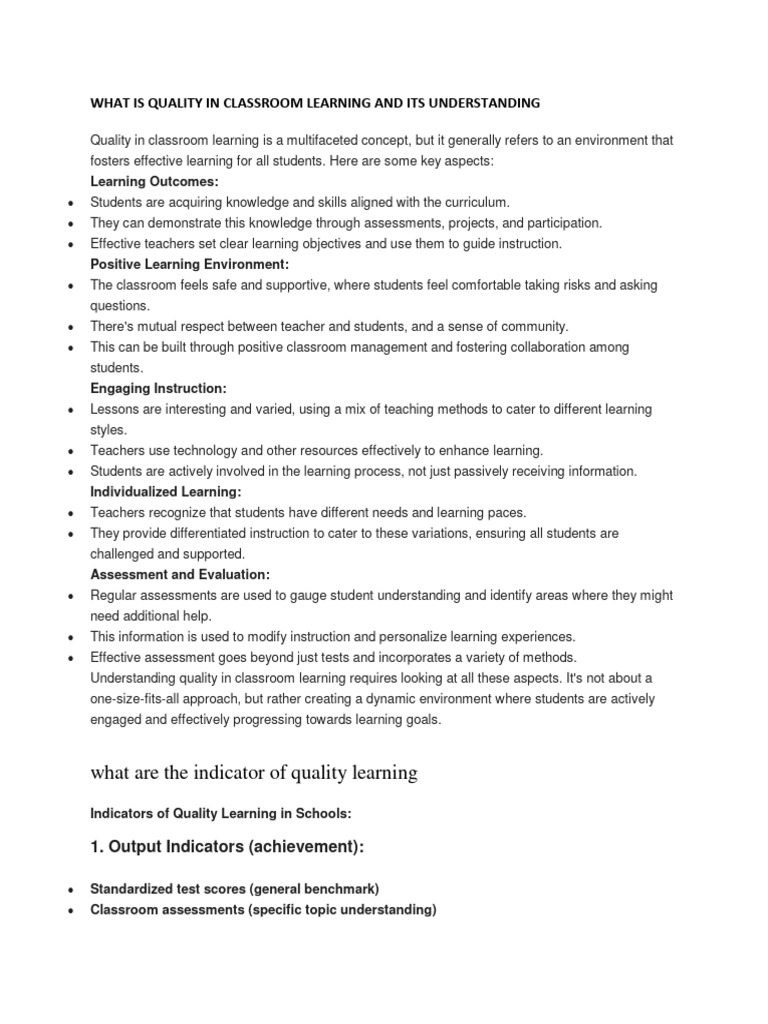 Understanding Classroom Learning Quality | PDF | Learning | Teachers