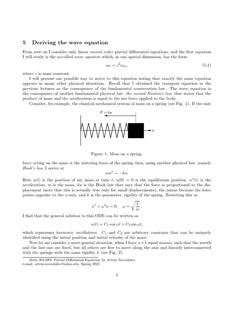 Derivation of the Wave Equation | PDF | Force | Wave Equation