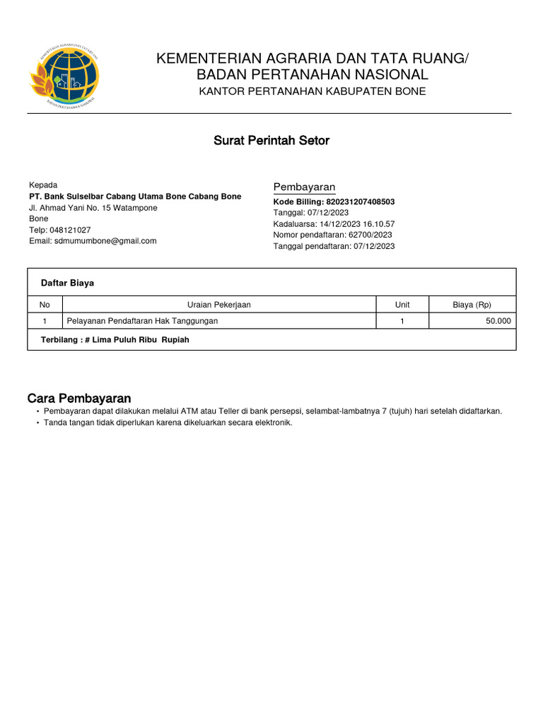 Contoh kode pembayaran pdf