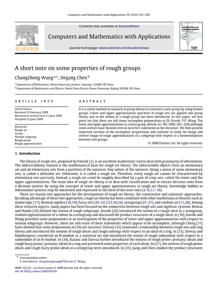 A Short Note On Some Properties of Rough Groups | PDF | Group ...
