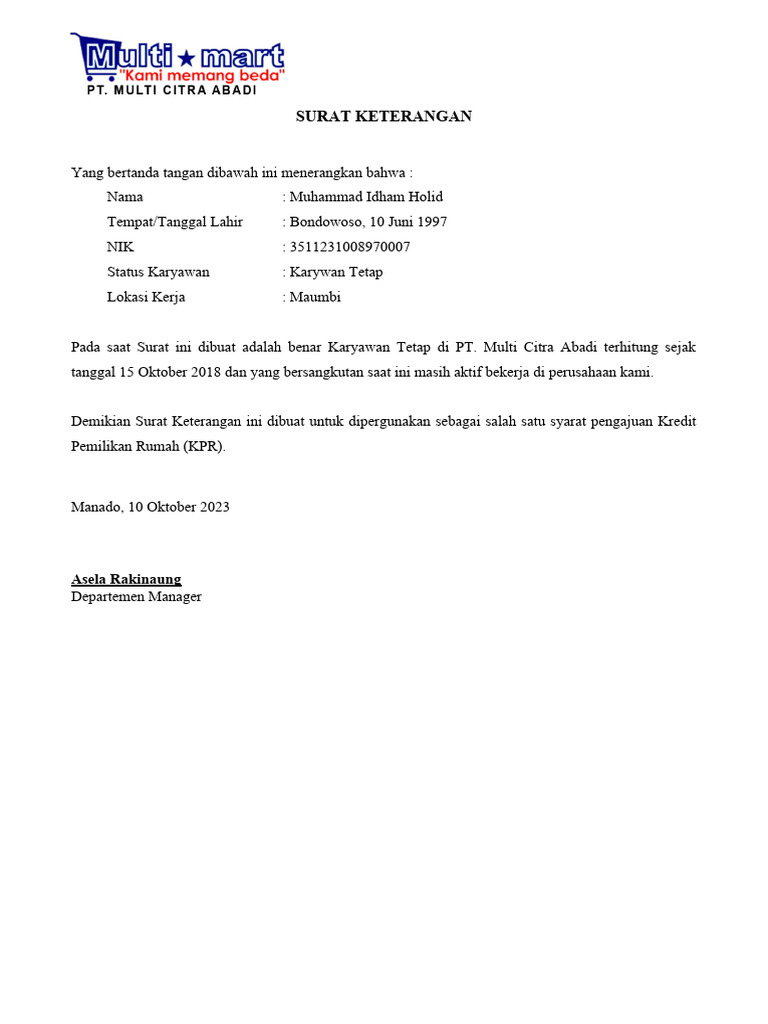Surat Pengalaman Kerja Driver KPR | PDF | Karier & Perkembangan | Bisnis