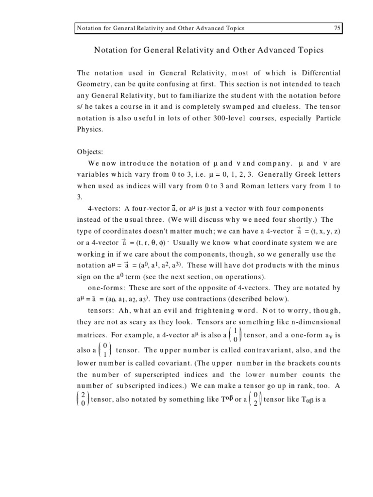 Notation Gen Rel | PDF | Tensor | Euclidean Vector
