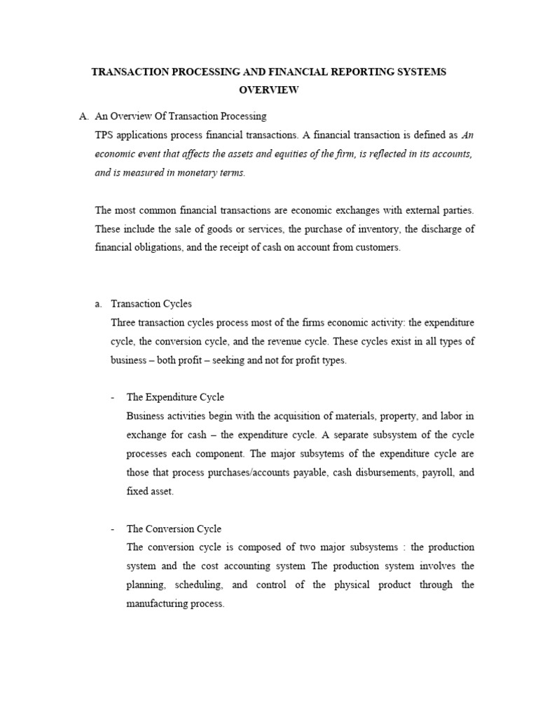 Transaction Processing Systems Overview | PDF | Audit | System