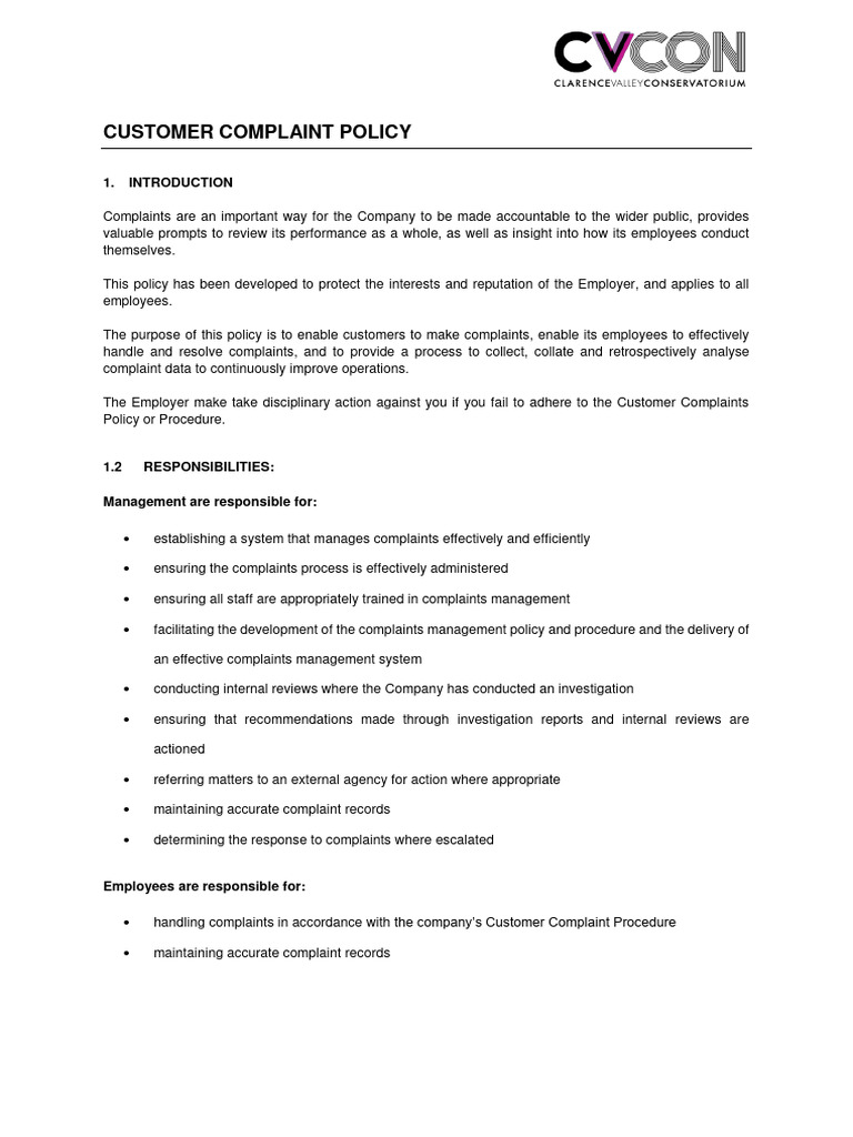 Customer Complaint Management Policy | PDF | Employment | Empathy