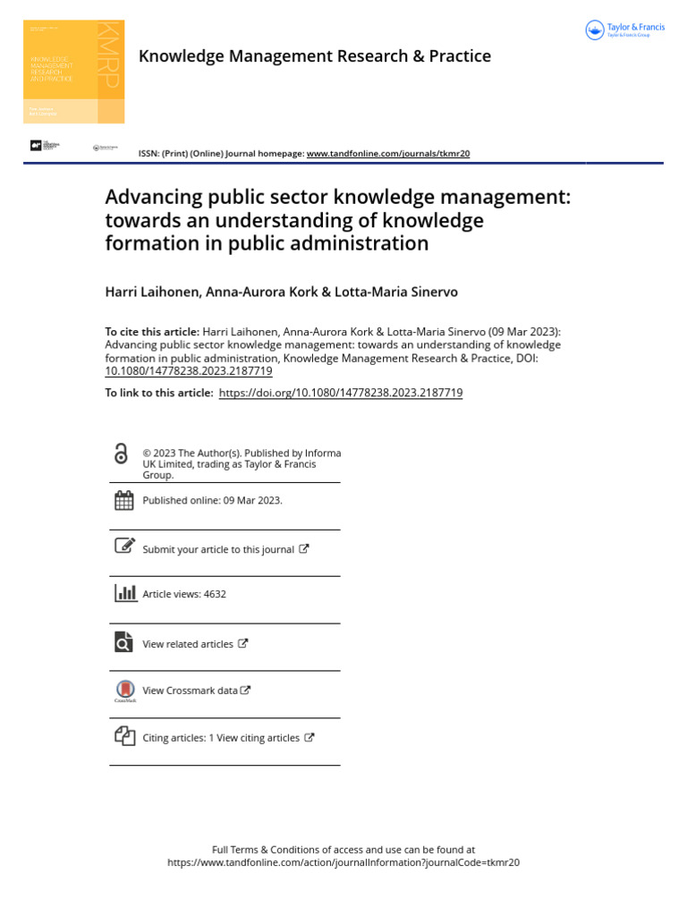 Advancing Knowledge Management in Public Sector | PDF | Policy | Knowledge