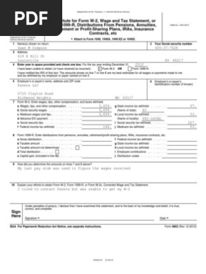 FORM 4852