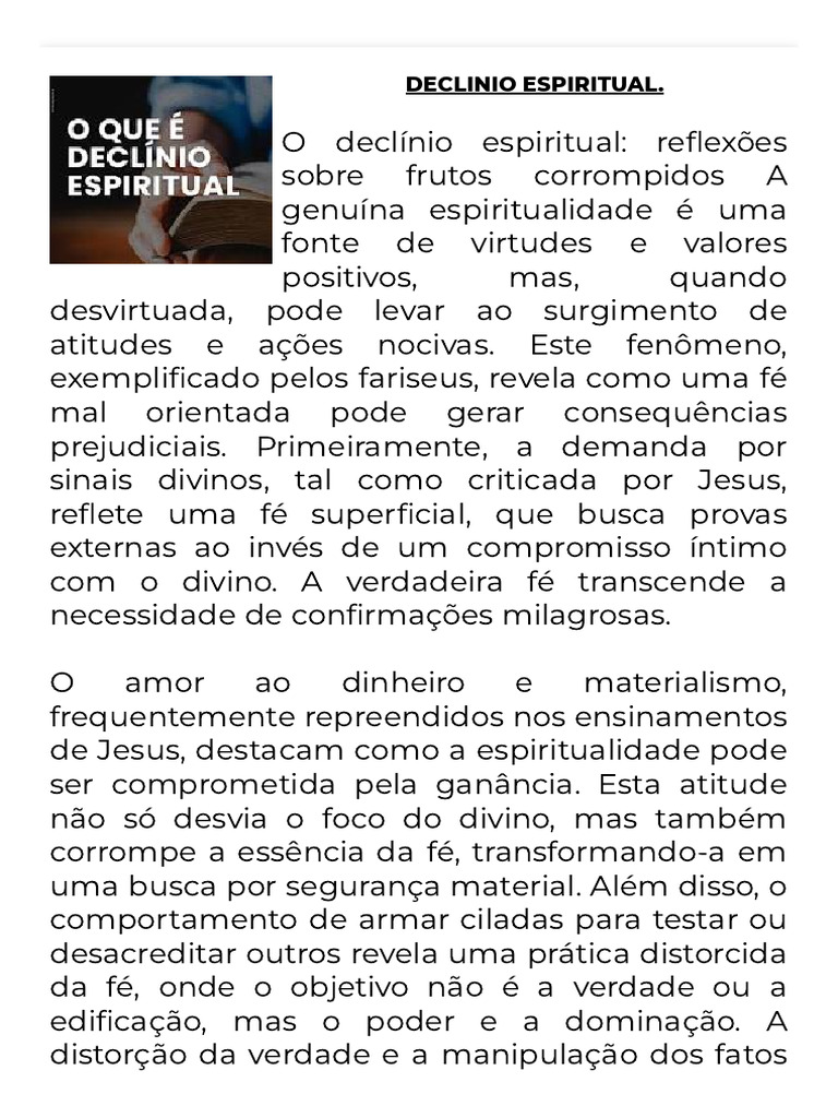 Reflexões sobre o Declínio Espiritual | PDF | Fé | São Pedro