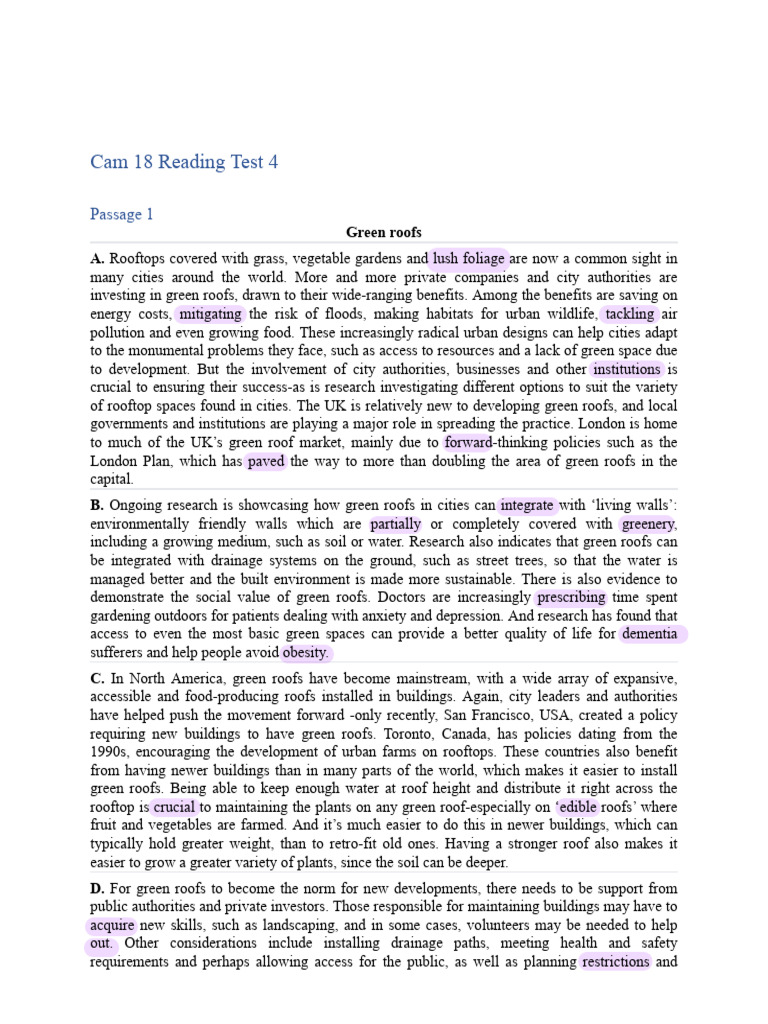 Cam 18 Reading Test 4 | PDF | Plate Tectonics | Mindset