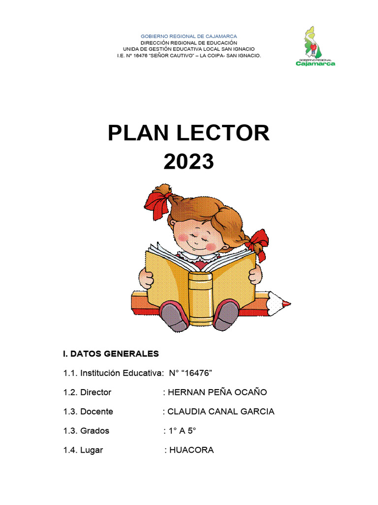 Plan Lector 2023 I.E Señor Cautivo | PDF | Educación primaria | Maestros