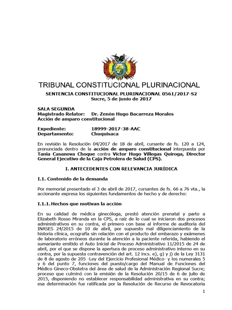 Sentencia0561 2017-S2 | PDF | Debido al proceso | Caso de ley