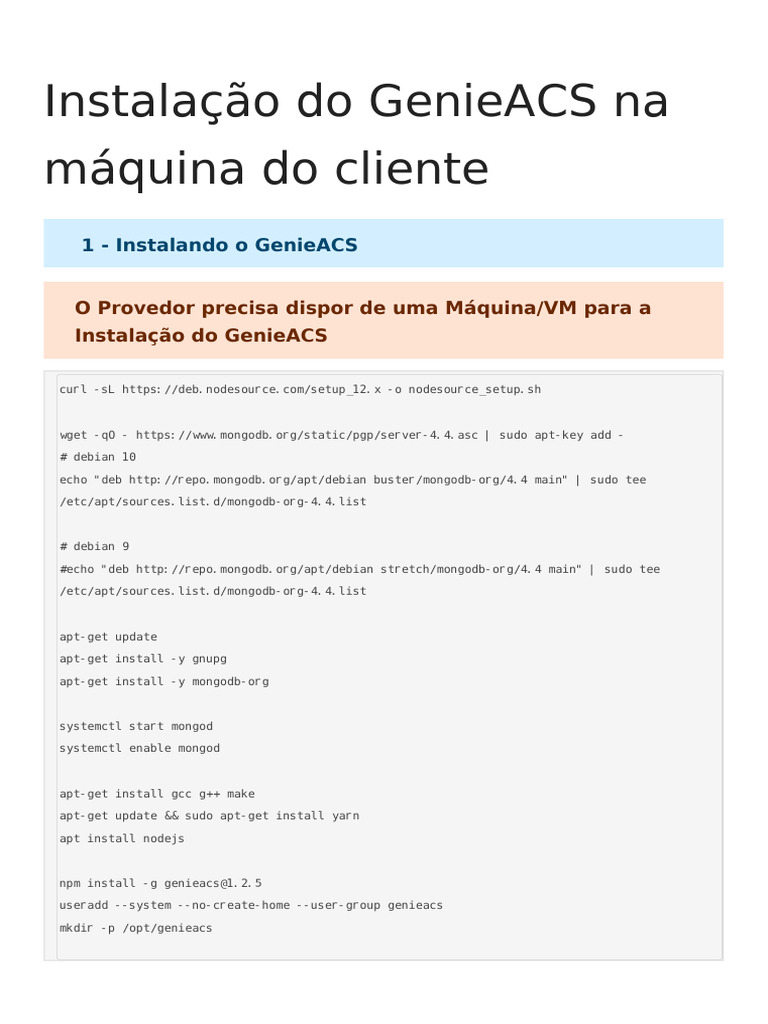 Instalação do GenieACS em Debian | PDF | Programas | Software Unix