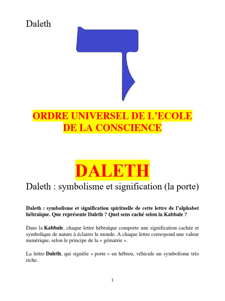 Signification spirituelle de Daleth | PDF