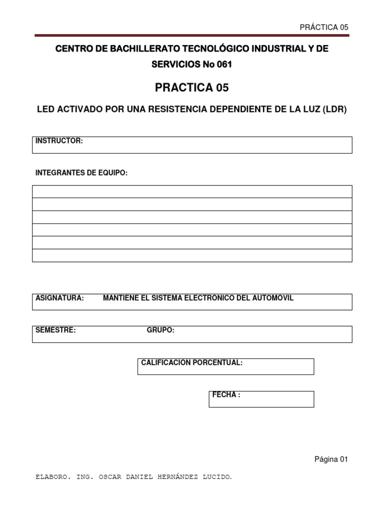 Practica 05 Led Activado Por Luz | PDF | Diodo emisor de luz | Efecto ...