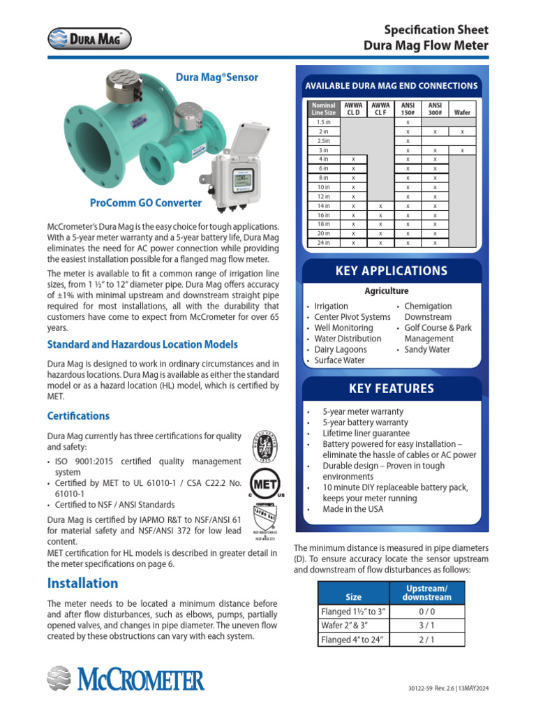 Dura Mag®Sensor: URA AG | PDF | Calibration | Flow Measurement