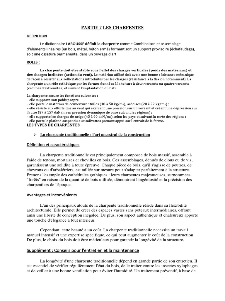 Types et rôles des charpentes en bois | PDF | Bois (matériau de ...
