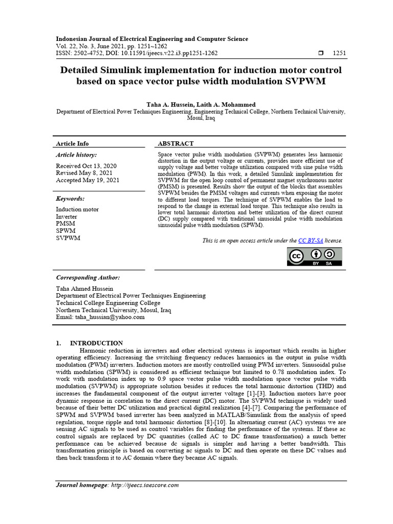 SVPWM Control for Induction Motors in Simulink | PDF | Power Inverter ...