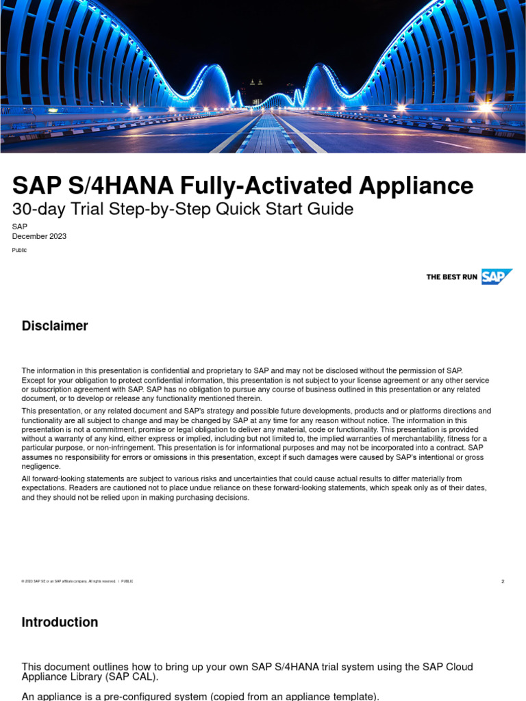SAP S - 4HANA Fully-Activated Appliance - Trial Quick Start Guide | PDF ...