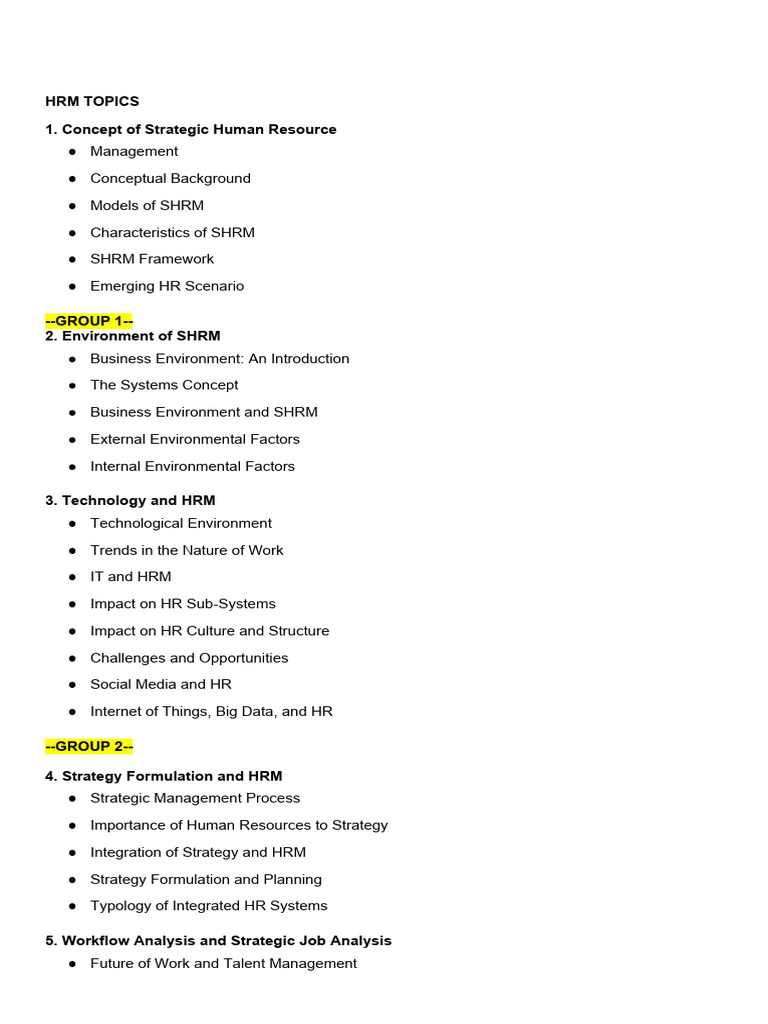 Human Resource Management Topics | PDF | Human Resource Management ...