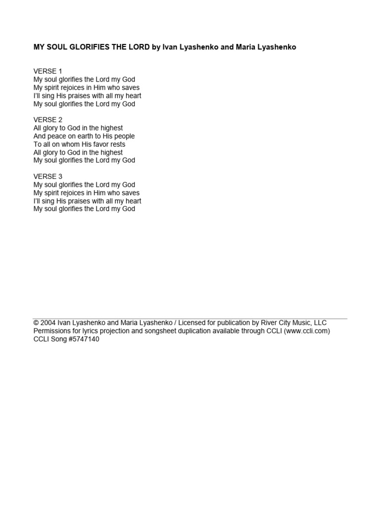 My Soul Glorifies the Lord LYRICS | PDF