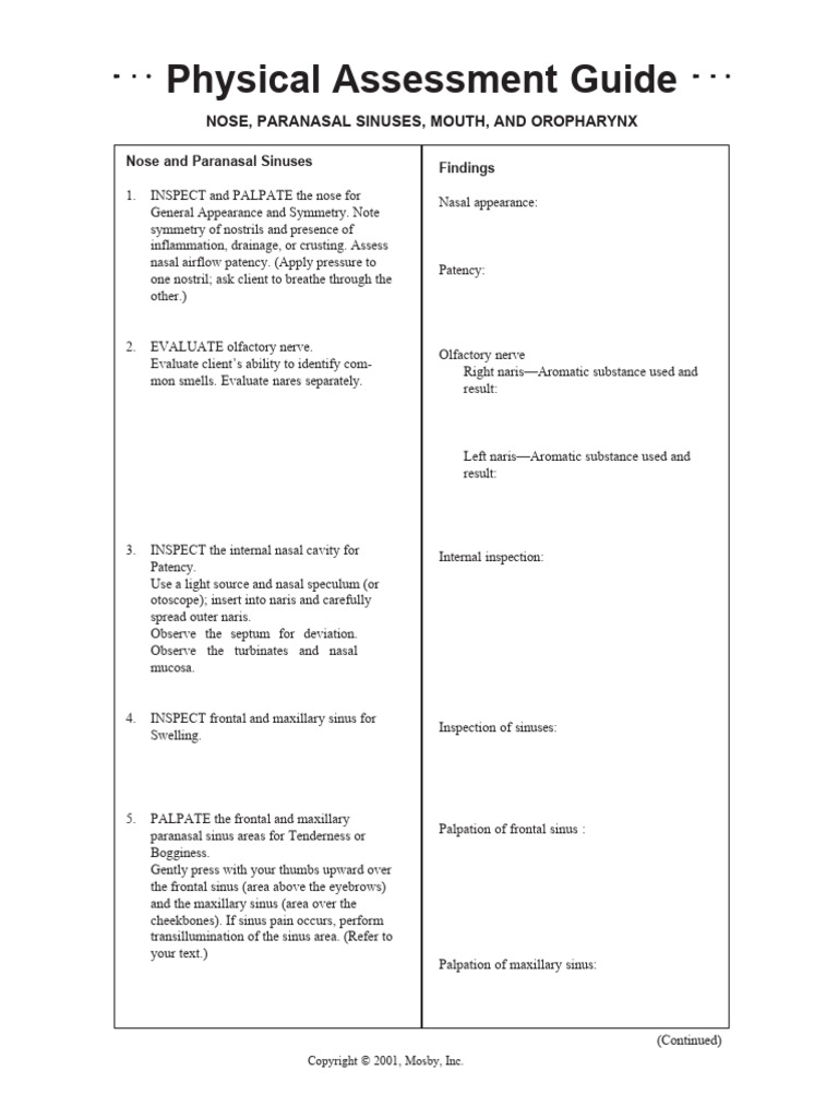 Ch14 Noseoroph Physical Assessment | PDF | Human Nose | Human Head And Neck
