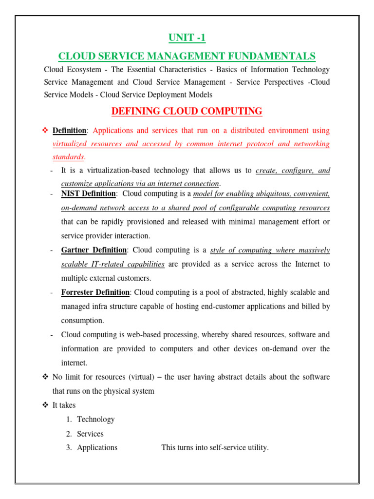CC NOTES | Download Free PDF | Cloud Computing | Software As A Service