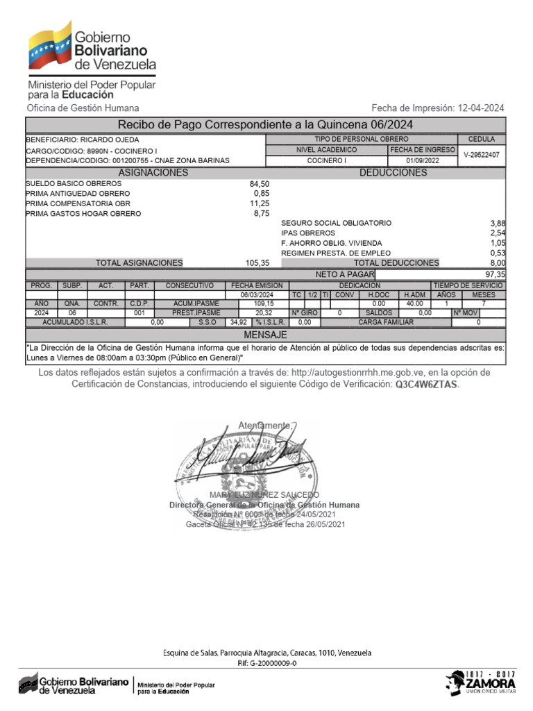 Recibo de Pago - Recibo de Pago de 29522407ddddddd | PDF