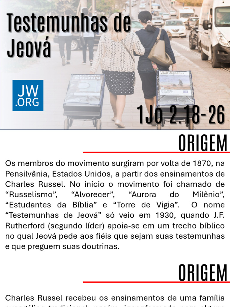 Origem e Doutrinas das Testemunhas de Jeová | PDF | Jesus | Bíblia
