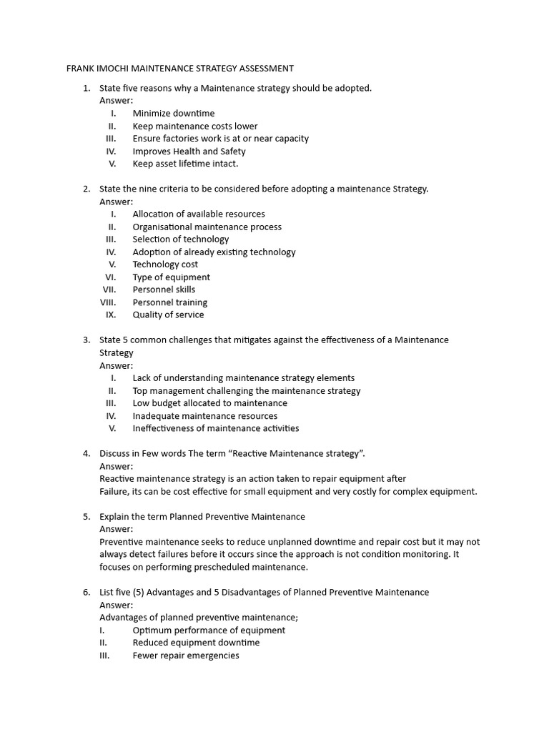 Maintenance Strategy Assessment Guide | PDF | Systems Engineering ...