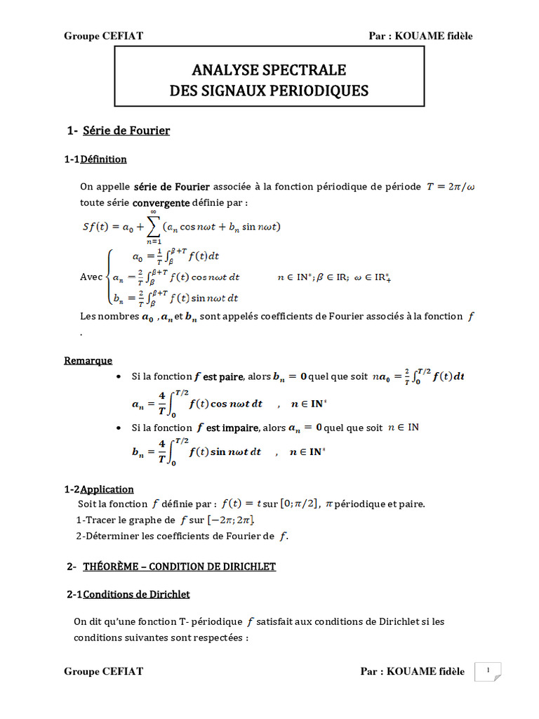 Analyse Spectrale des Signaux Périodiques | PDF | Filtre (électronique ...