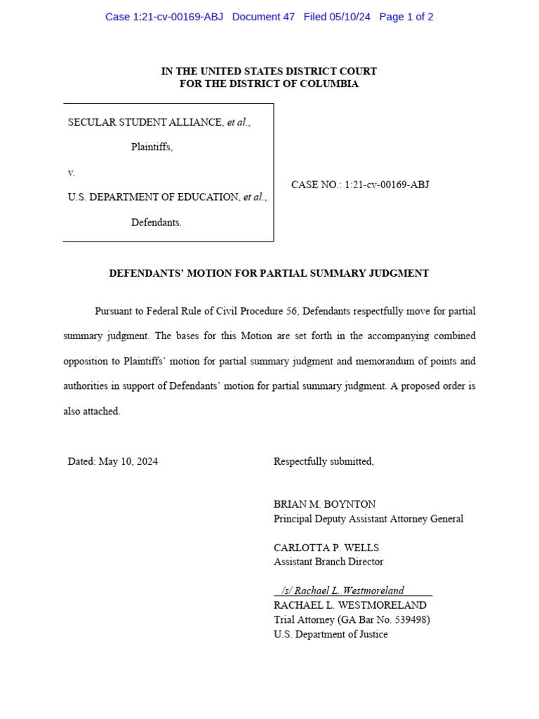 Defendants' Motion for Summary Judgment | PDF | Summary Judgment ...